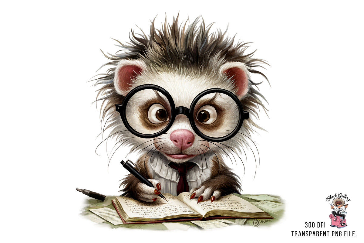 Cute Ferret with Books PNG Bundle, a Graphic by Clipart Bloom (Photo 5 of 12)