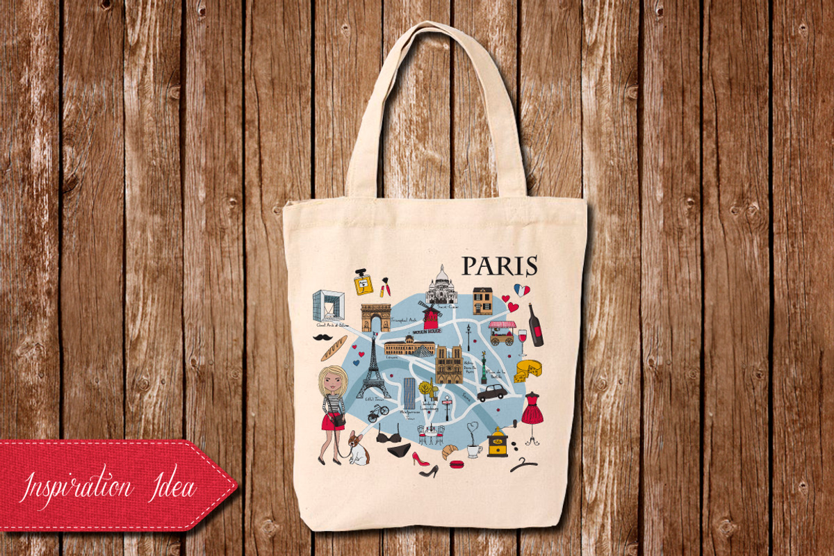 Paris Map and Card with Lamdmarks, an Illustration by Alina Tsesarskaya (Photo 4 of 5)