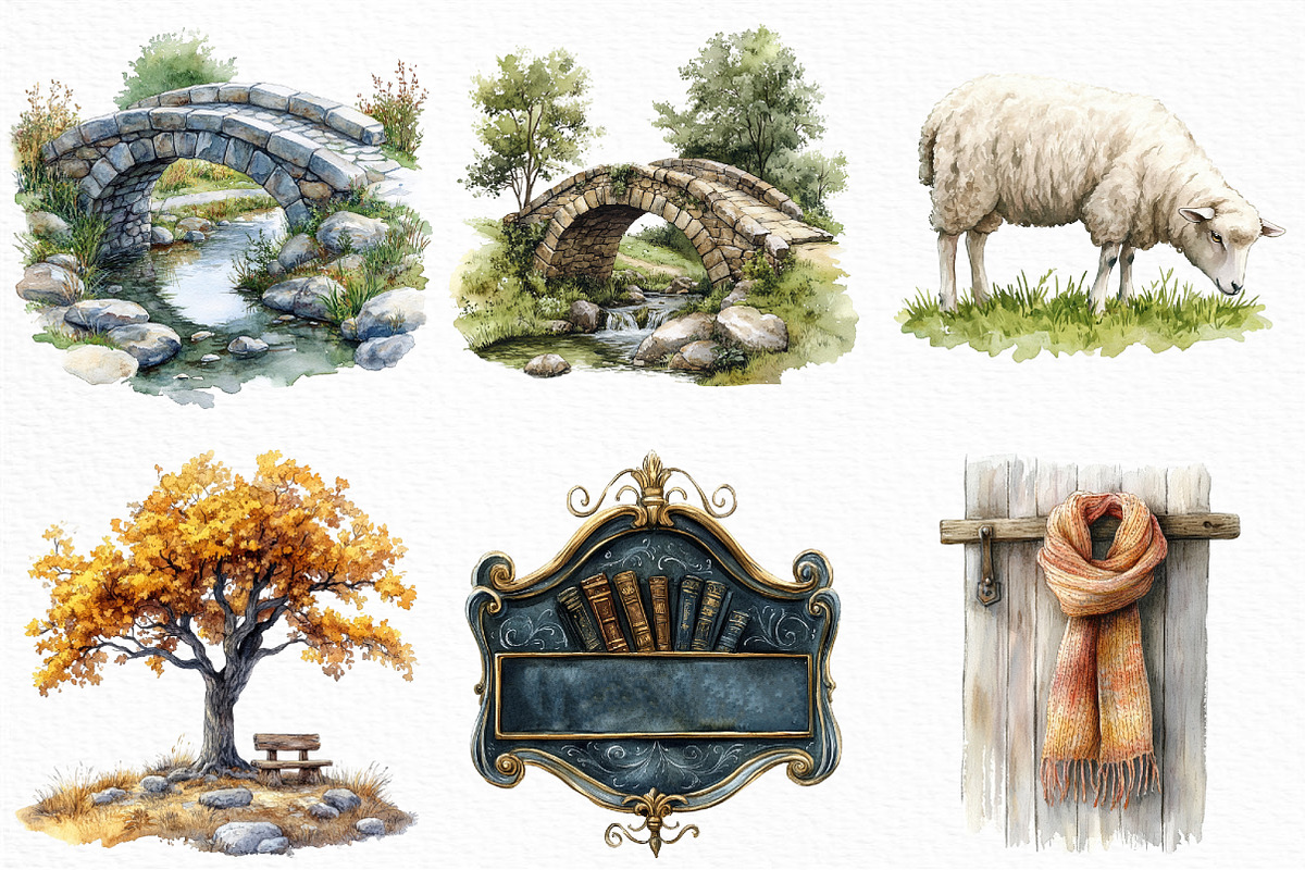 Watercolor English Village Clipart, an Illustration by Craft Nest (Photo 3 of 6)