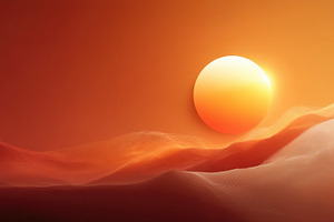 Minimal Orange Desert Sunrise Background with Glowing Sun and Co, an Abstract Photo by José Manuel Gelpi