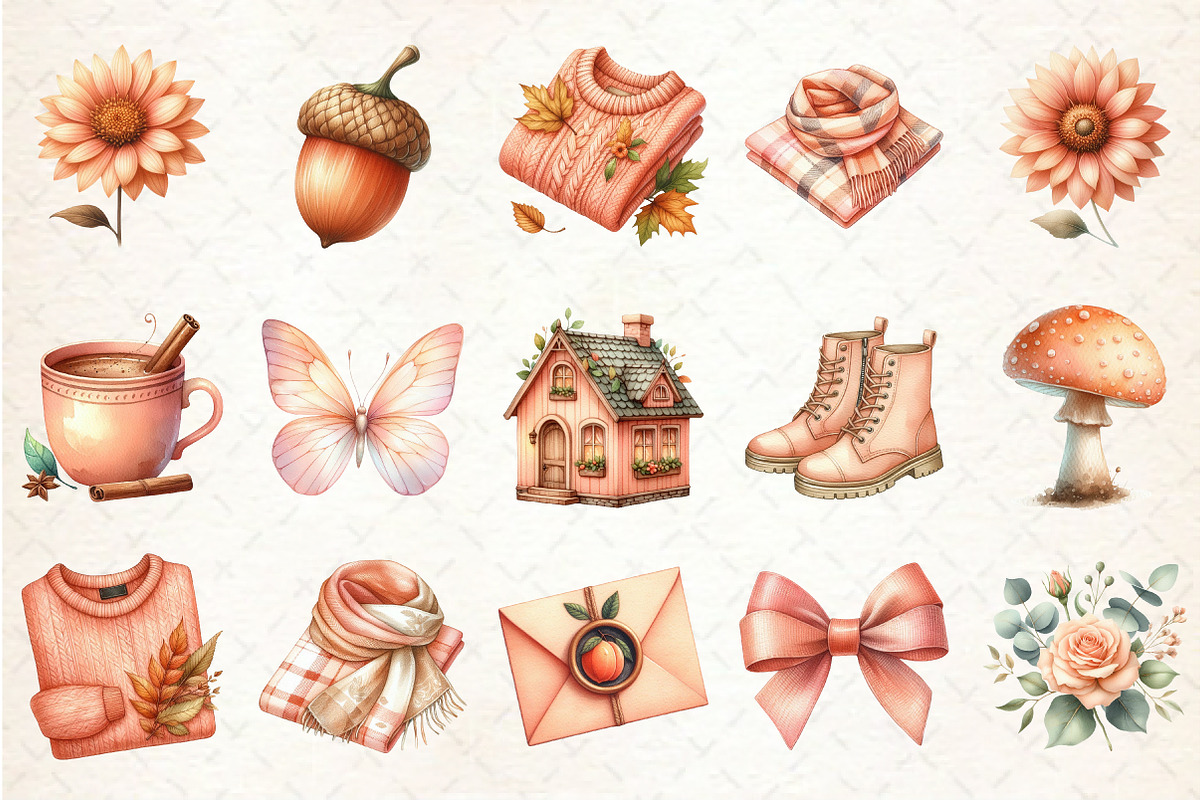 Peach Colored Autumn Clipart, an Illustration by Rose Art (Photo 3 of 8)