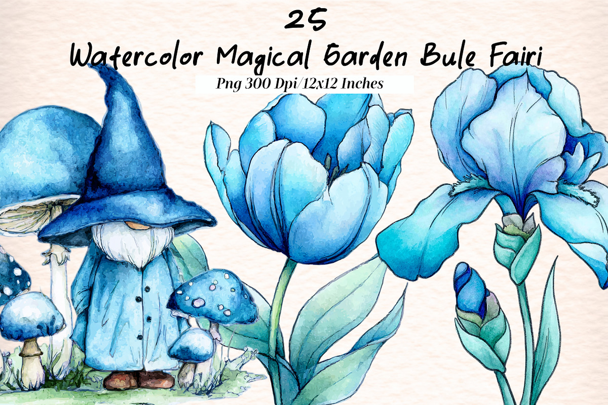 Watercolor Magical Garden Bule Fairi, an Illustration by Digital Artistic99 (Photo 1 of 10)