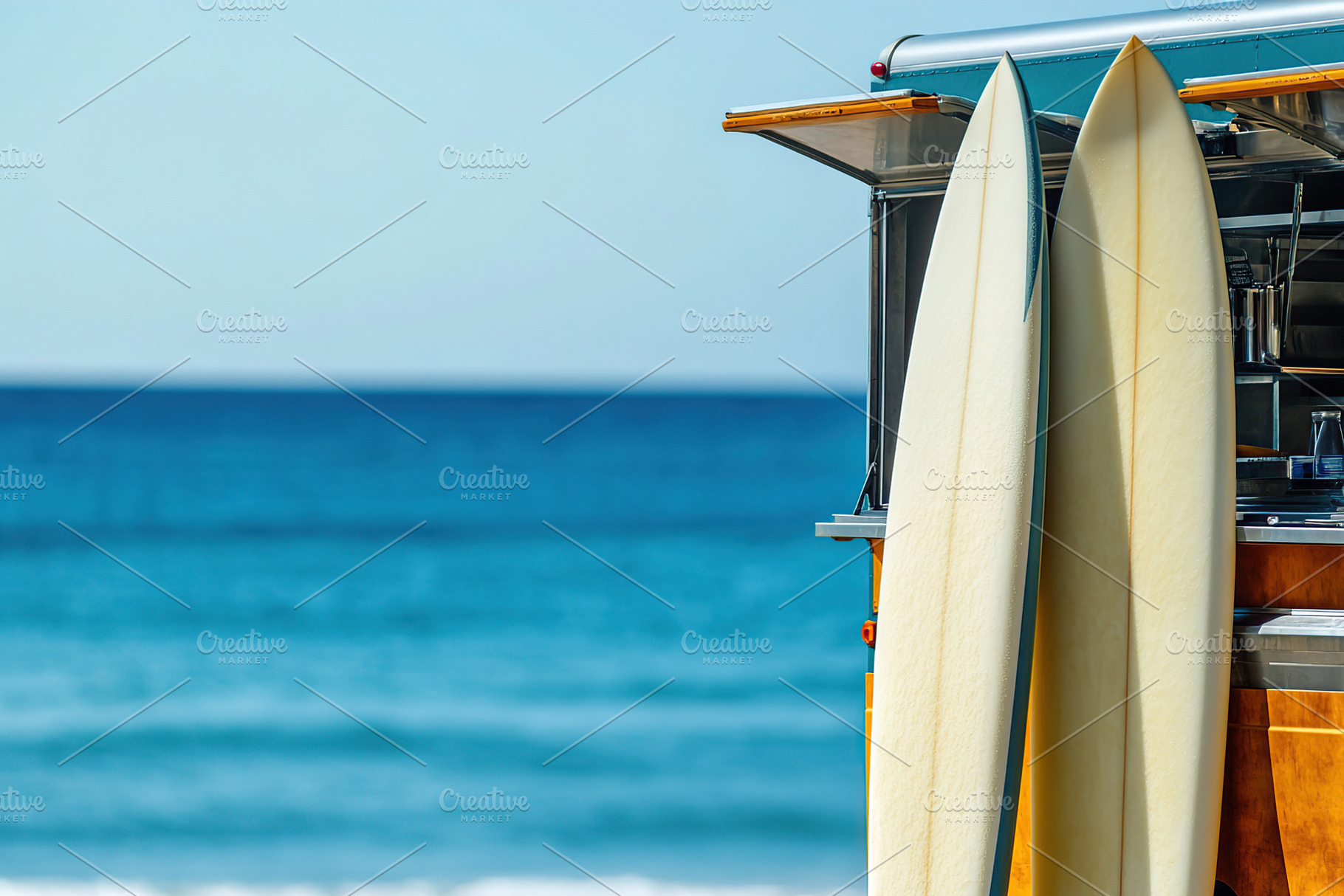 Truck parked near the beach with surfboards ready for a fun day in the sun, a Sports & Recreation Photo by AlyaAnd