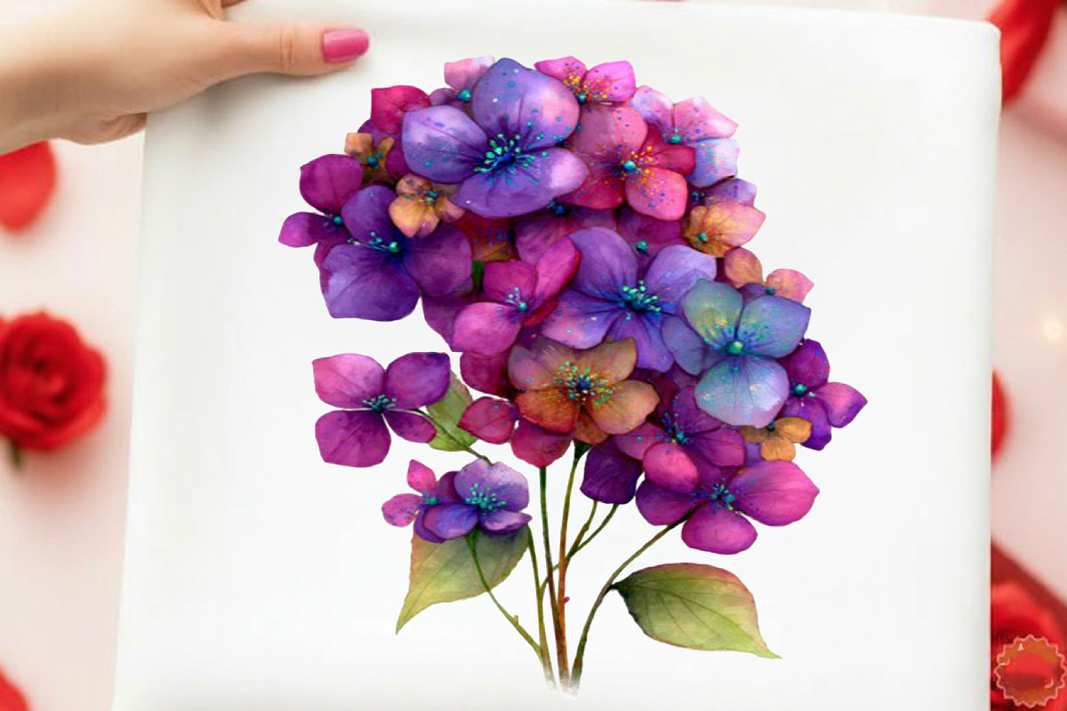 Watercolor Hydrangea Clipart, an Illustration by designcity5 (Photo 3 of 5)
