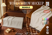 Woven Throw Mockup Bundle - 2 Files, a Household Mockup by VisualGrid (Thumbnail 1 of 5)
