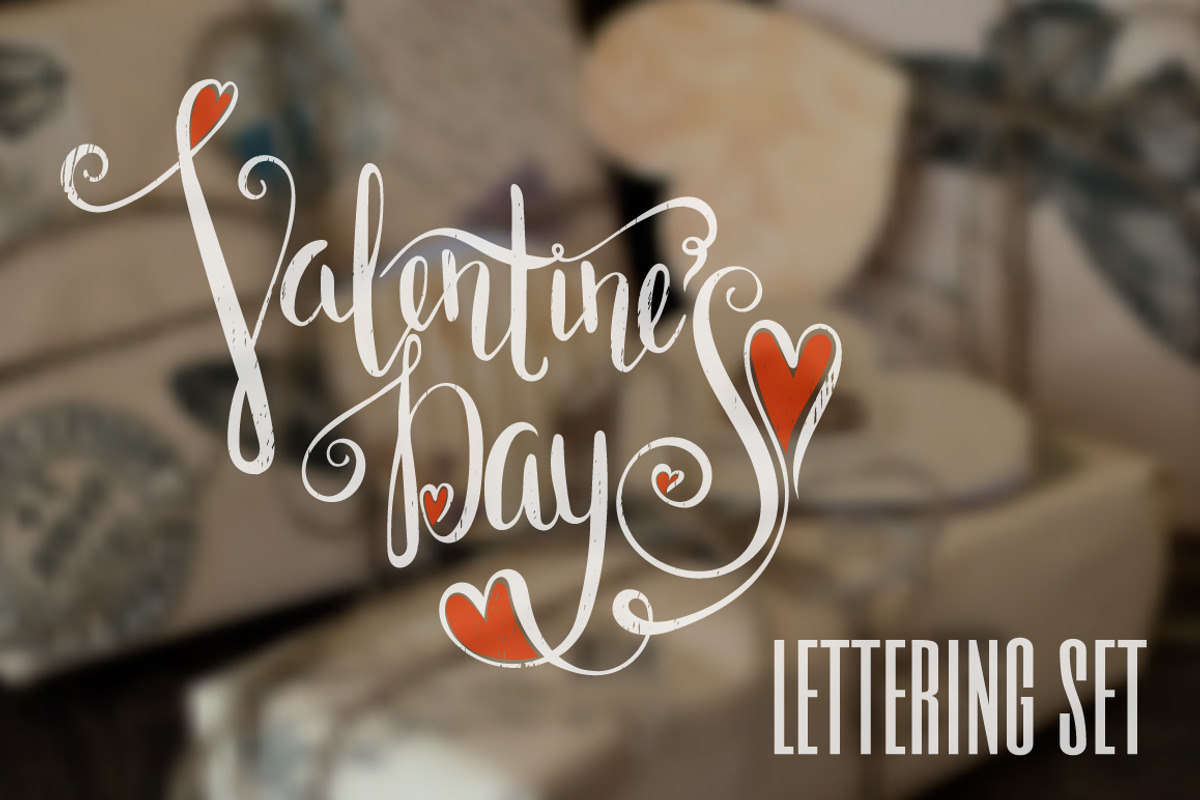 Lettering set for Valentine’s Day, a Decorative Illustration by ekmelica (Photo 1 of 5)