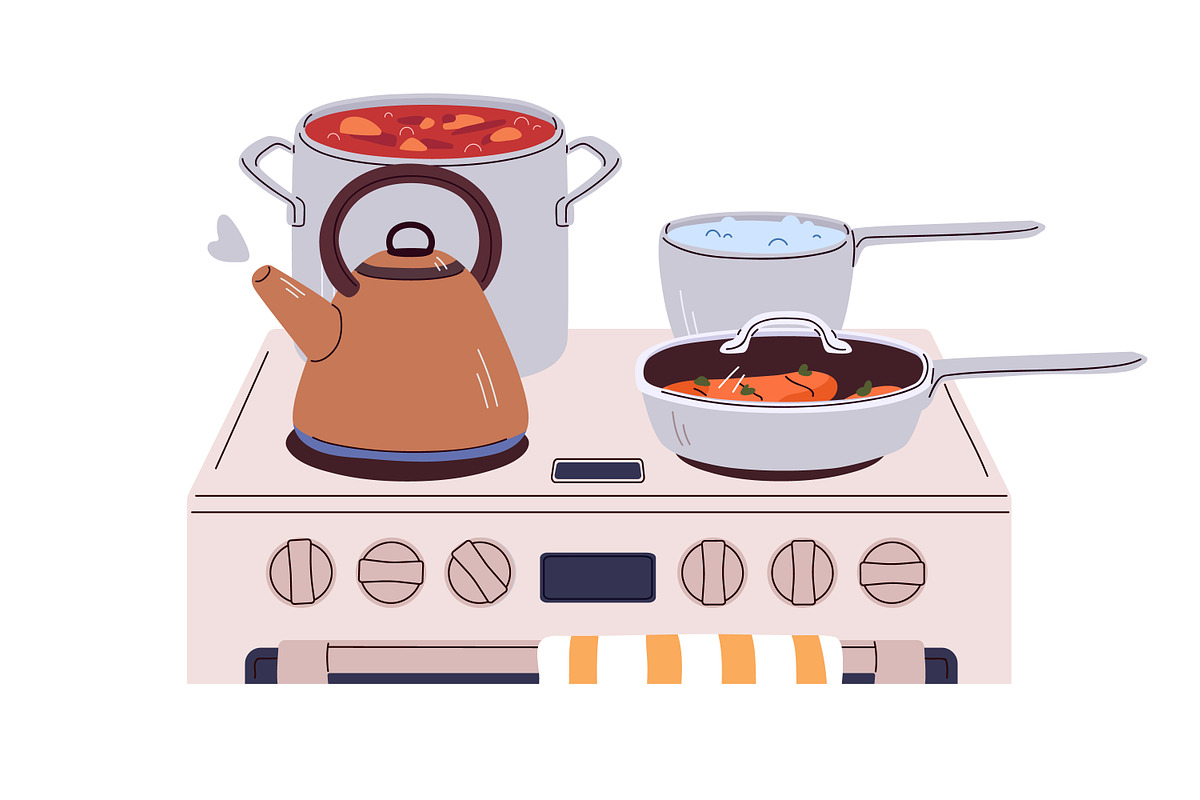 Stoves with pans and pots set, a Food Illustration by Good Studio (Photo 4 of 4)