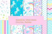 Magical Unicorns, Einhorn, Blue, an Illustration by Mia's Graphic Design (Thumbnail 7 of 9)
