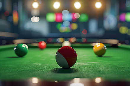 Colorful billiard balls on snooker table, a Sports & Recreation Photo by AlyaAnd