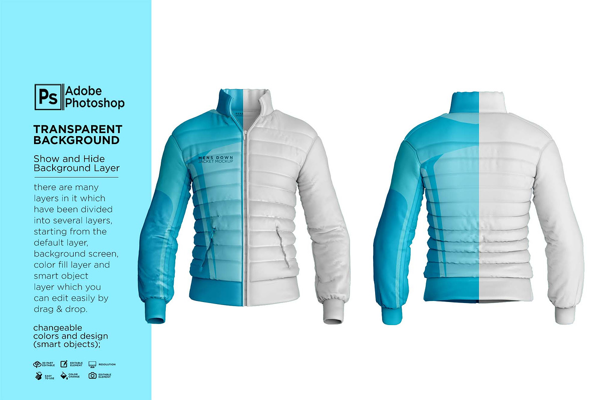 Men's Downs Jacket Mockup, a Hoody Mockup by Nanggroe Scripting (Photo 7 of 9)