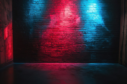 Abstract studio room with neon light, an Abstract Photo by Pixeness