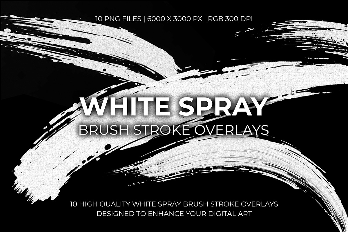 White Spray Brush Stroke Overlays, a Texture Graphic by Partikusi Design (Photo 1 of 3)