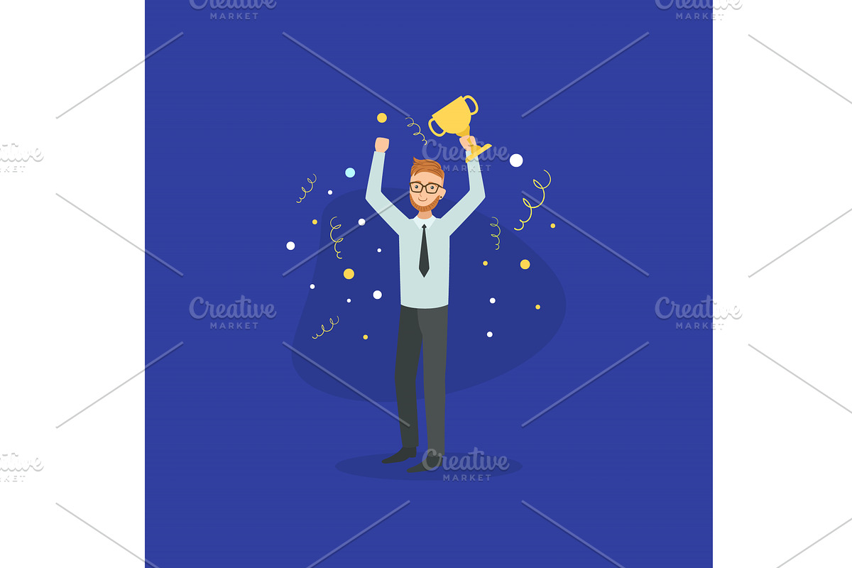 Smiling Successful Businessman with, a Person Illustration by TopVectors