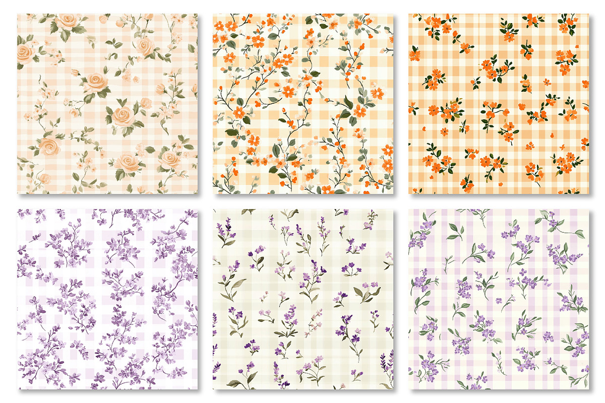 Floral Gingham Seamless Pattern, a Pattern Graphic by Dream Creation (Photo 2 of 7)