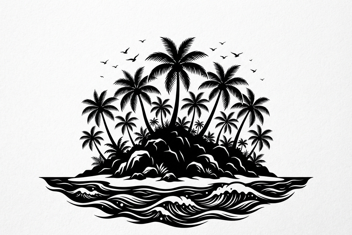 50 Tropical Palm Island Silhouette, an Empty State Illustration by Amazin_art (Photo 8 of 41)