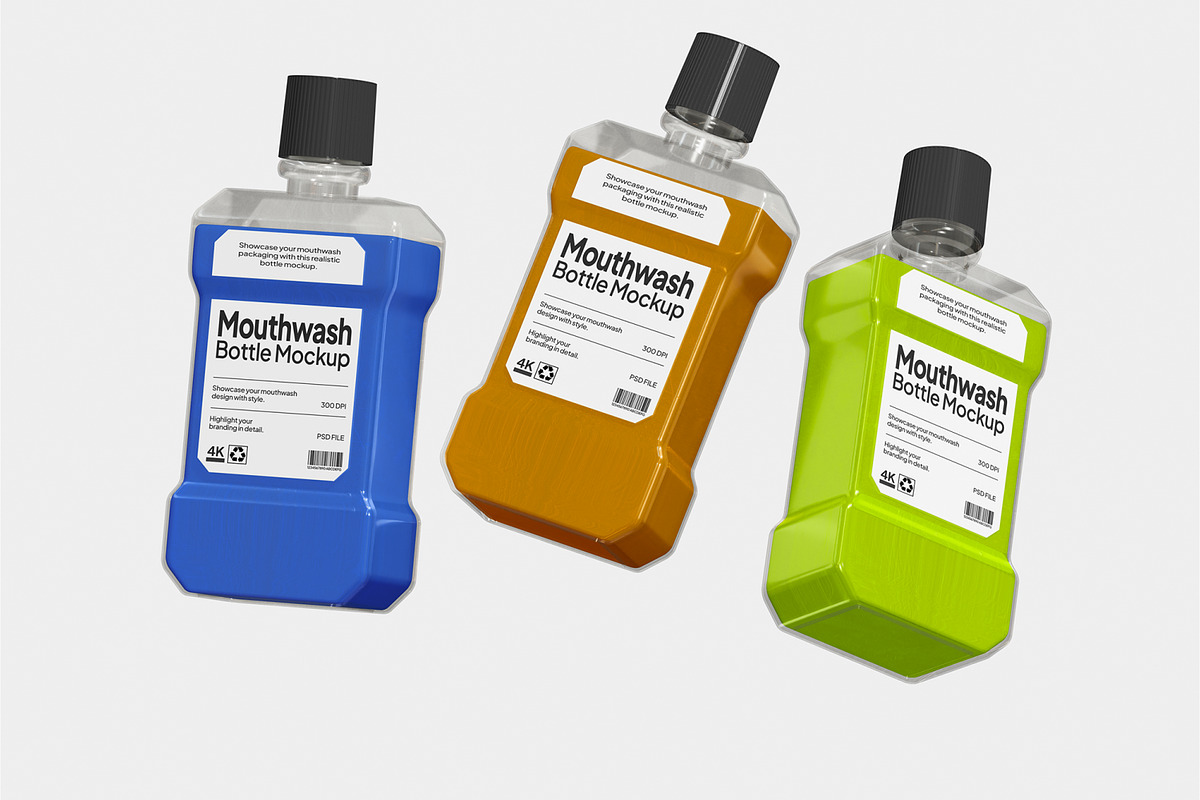 Mouthwash Bottle Mockup, a Packaging Mockup by Unerispace (Photo 2 of 5)