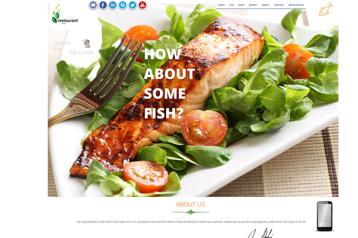 Restaurant Psd Web Template, a Landing Page Template by nihattasarim.com (Photo 1 of 7)