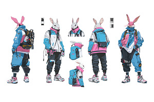 Hare character animal mascot cartoon, an Animal Illustration by Onyx
