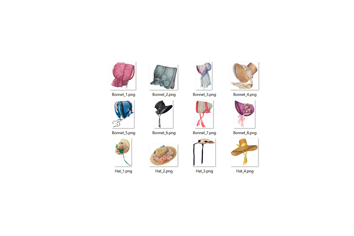 Vintage Bonnet & Hat Clipart, an Illustration by Secret Helper (Photo 9 of 9)