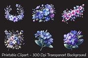 Periwinkle Flower Watercolor Clipart, an Illustration by RobertsArt (Thumbnail 3 of 7)