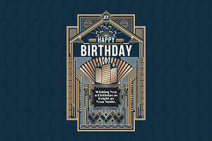 American Art Deco Birthday Card