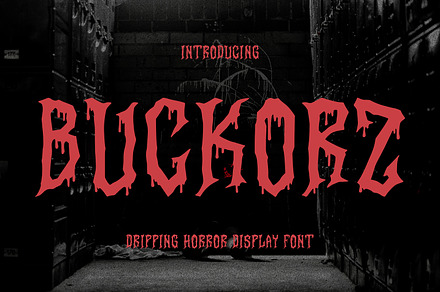 Buckorz Dripping Horror Display Font, a Handwritten Font by Maulana Creative