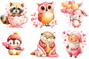 Valentine Animals Clipart, an Illustration by DreamArtGraphic (Thumbnail 3 of 4)