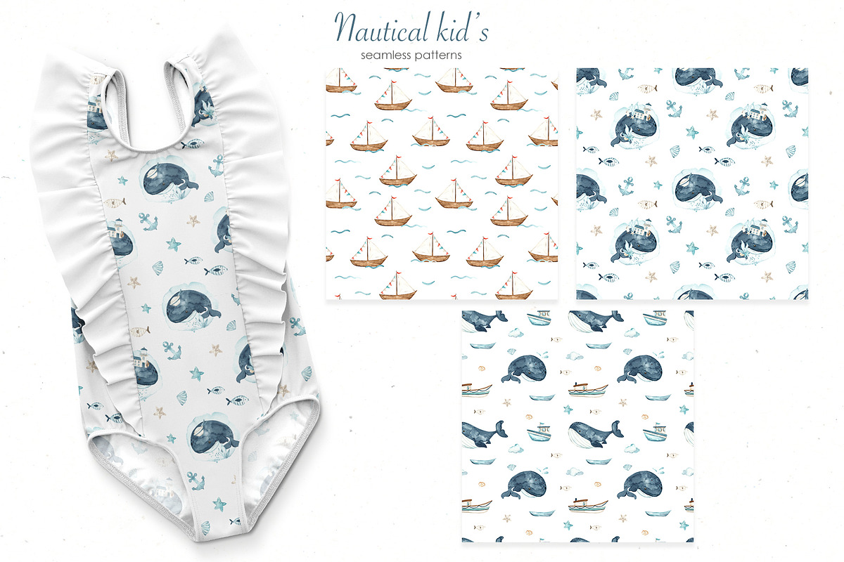 Nautical kids watercolor, a Transportation Illustration by Marina Ermakova (Photo 10 of 12)