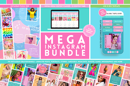 Colorful Instagram Mega Bundle, a Social Media Template by SunshineStudioBoutique