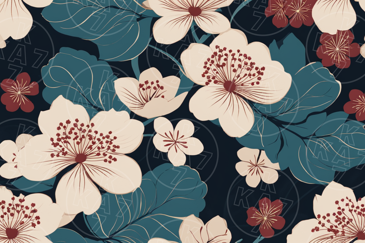 Japanese Cherry Blossom Wave Pattern, a Pattern Graphic by KA7-Designs (Photo 11 of 11)
