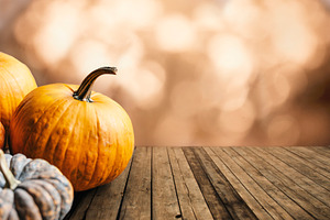 Autumn pumpkins still life table, a Holiday Photo by hitdelight