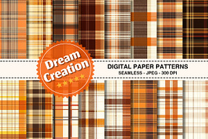 Fall Autumn Plaid Digital Papers, a Texture Graphic by Dream Creation