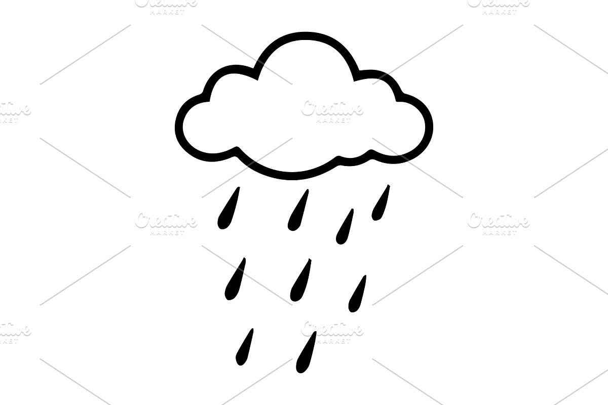 Cloud raining isolated vector icon, an Outline Icon by Nurlan's shop (Photo 2 of 3)
