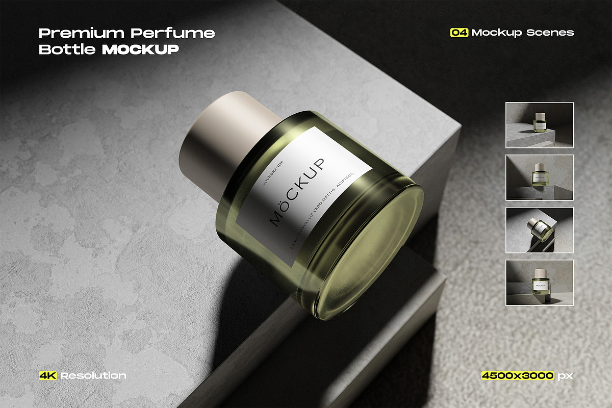 Premium Perfume Bottle Mockup, a Packaging Mockup by My Code Std (Photo 1 of 5)