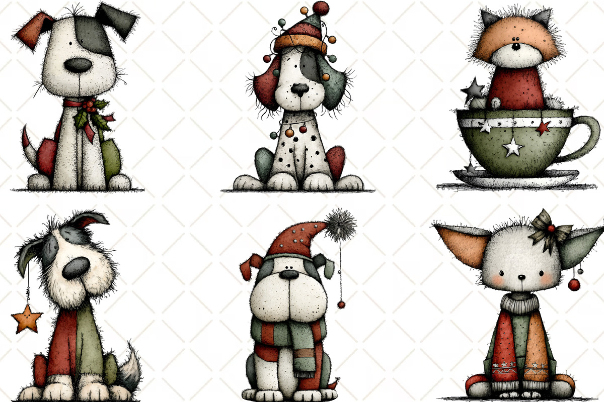Watercolor Christmas Dogs Clipart, an Illustration by Black Bird Studio (Photo 5 of 6)