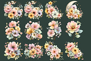 Watercolor Pastel Floral Clipart, an Illustration by DreamCafeArt (Thumbnail 6 of 6)