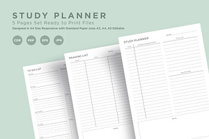 Study Planning Pages Set V-10, a Stationery Template by shahsoft