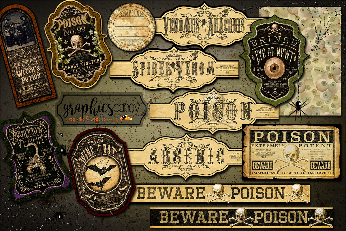 Halloween Labels - Apothecary Labels, an Illustration by Graphics Candy (Photo 1 of 4)