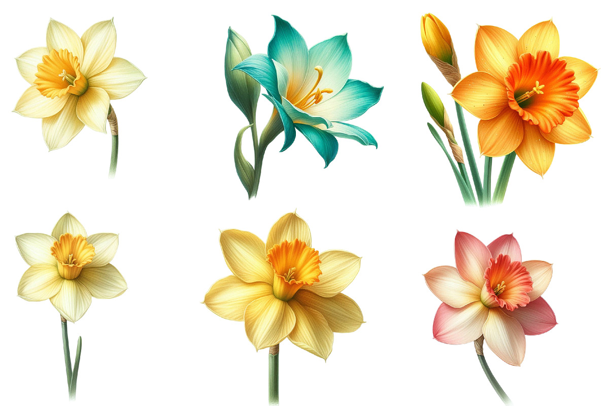 Whimsical Suisen flower spring Clip, an Illustration by Designworld (Photo 3 of 5)