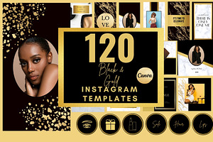 120 Black Gold Instagram Templates,