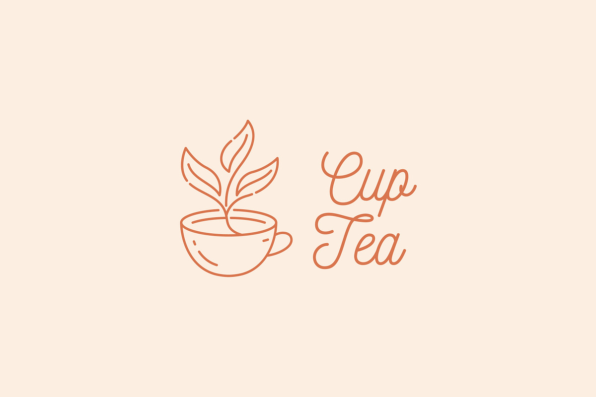 Cup Tea Leaf Vintage Linear Logo, a Branding & Logo Template by Signatoro (Photo 1 of 2)