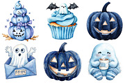 Blue Halloween Clipart, an Illustration by Watercolor design (Thumbnail 5 of 5)