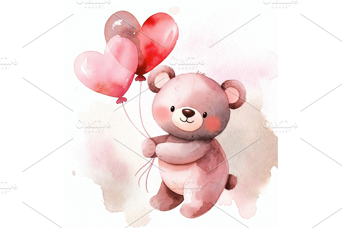 Watercolor Valentine's Day Clipart, a Seasonal Illustration by Creative design (Photo 3 of 7)