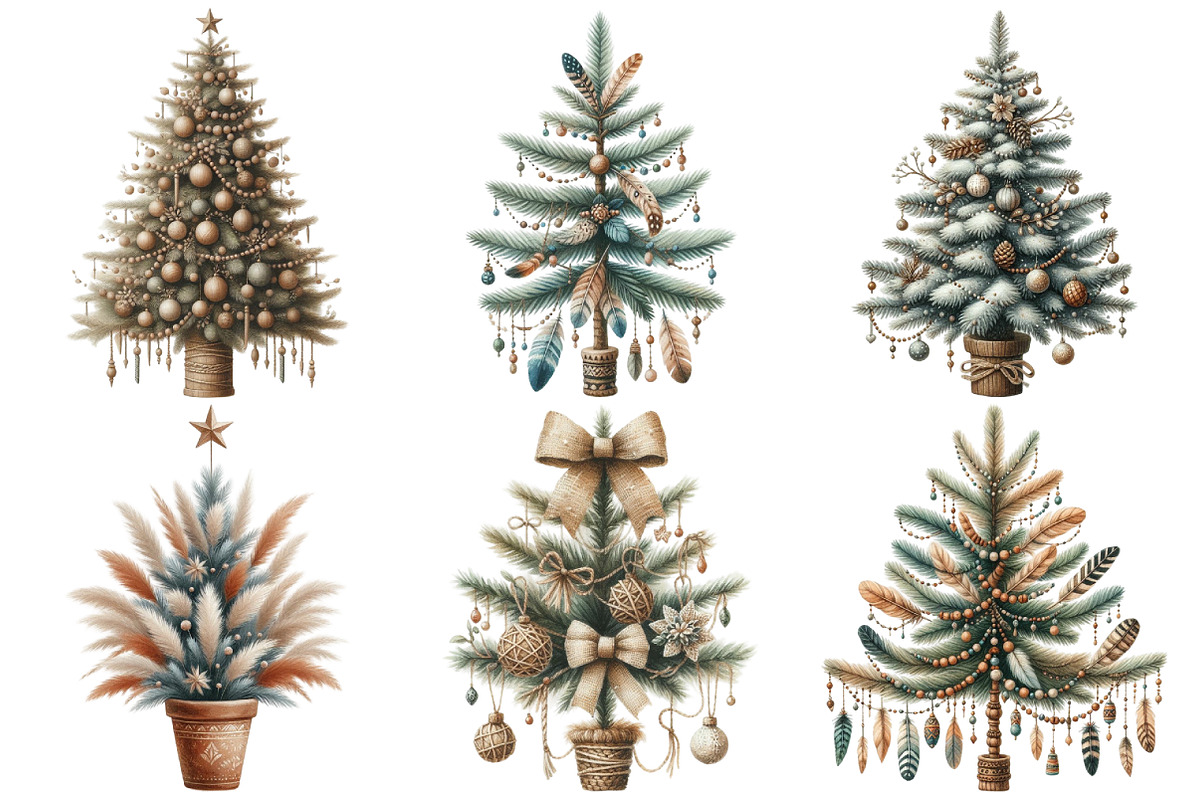 Boho Christmas Trees, an Illustration by Pixels.Craft (Photo 2 of 7)