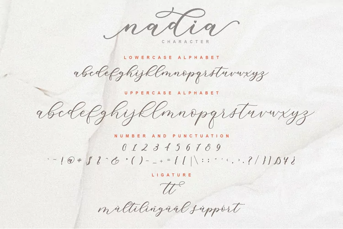 Nadia Script | Lovely Calligraphy, a Script Font by WDfont (Photo 4 of 10)