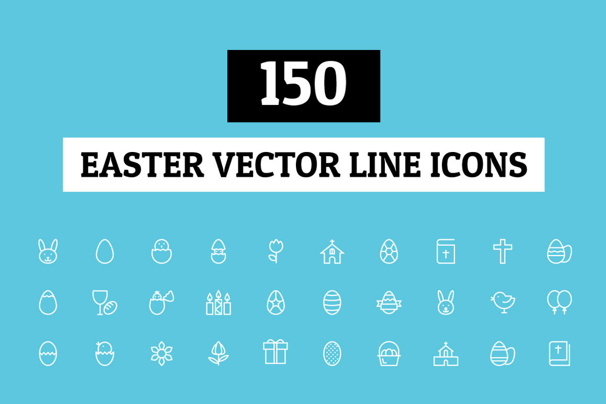 150 Easter Vector Line Icons