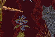 Wolf, Pheasant, Dragonfly, a Pattern Graphic by NayaChu (Thumbnail 9 of 9)