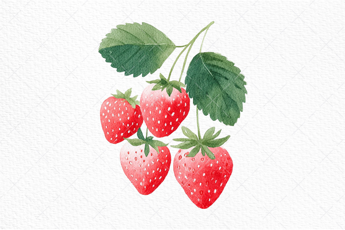 Strawberry Watercolor Clipart Set, an Illustration by Craft Nest (Photo 9 of 11)