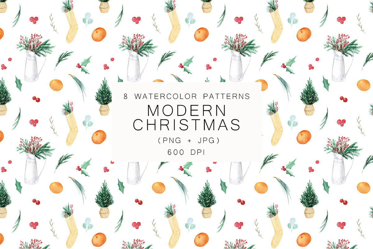 Watercolor Modern Christmas, a Seasonal Illustration by LeriaArt watercolor (Photo 16 of 17)