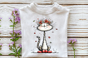 Whimsical Spring Cat Clipart, an Illustration by OK Design (Thumbnail 6 of 6)
